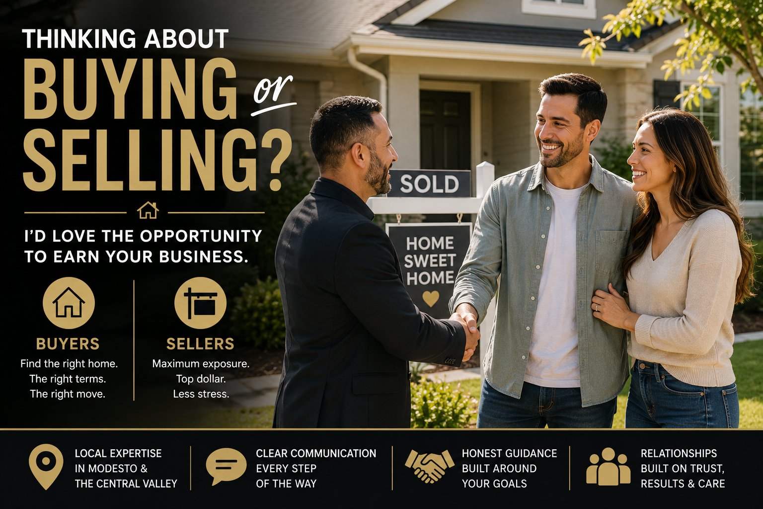 Experienced Real Estate agent helping buyers and sellers in Modesto & The Central Valley achieve their Real Estate goals.