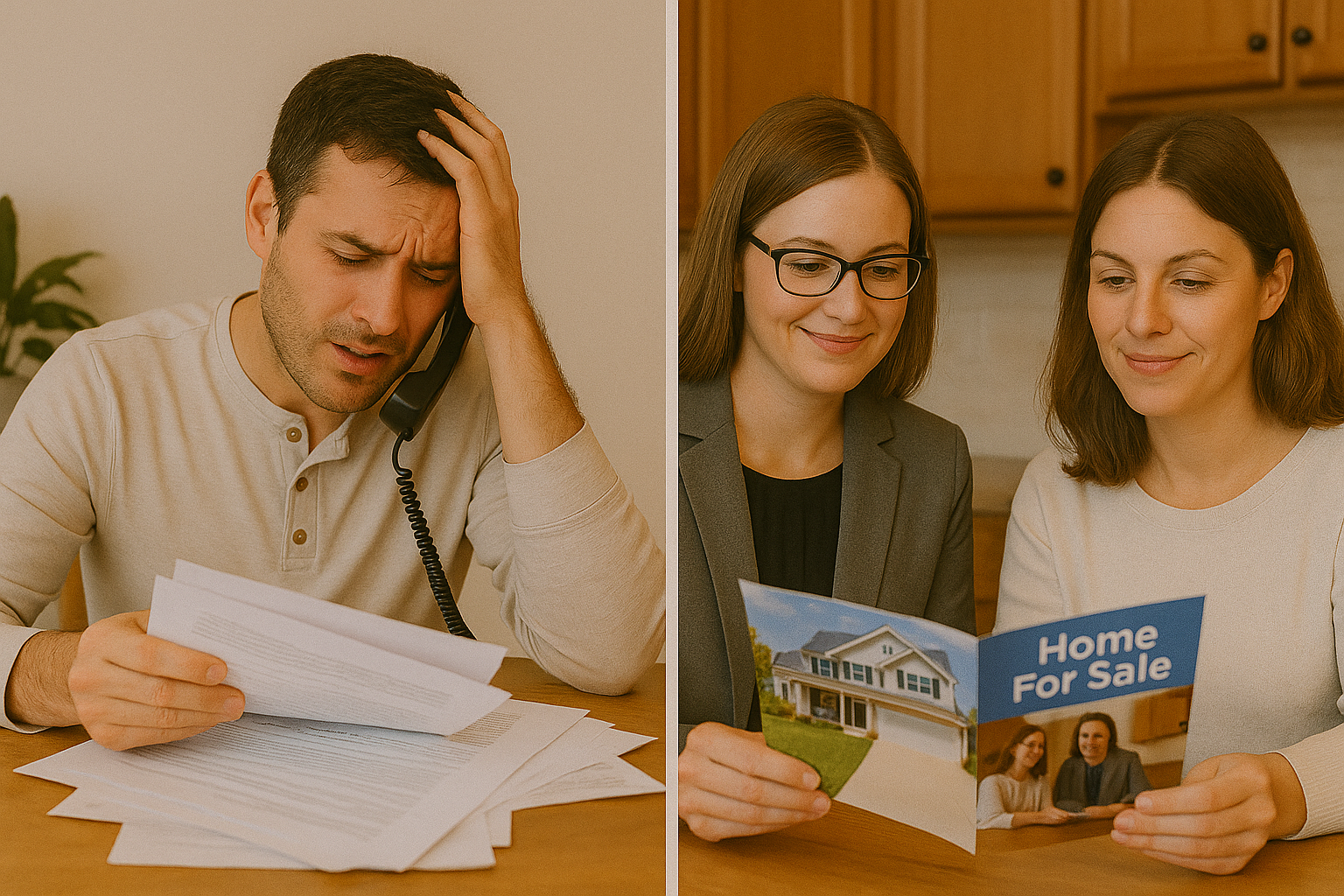 A signpost at a crossroads with two arrows pointing in different directions, one labeled 'FSBO' and the other 'Realtor,' symbolizing the decision homeowners in Xenia, Ohio face when selling their property.