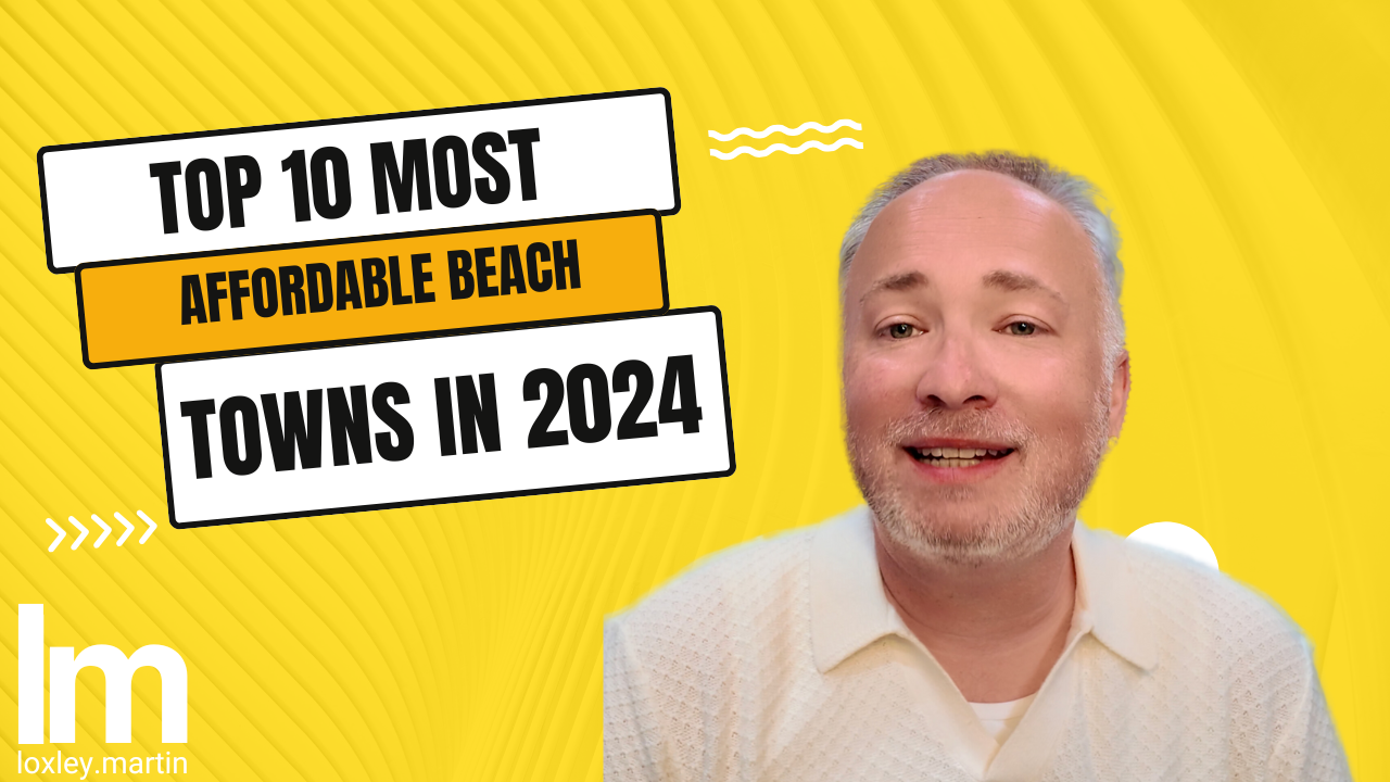 Top 10 Most Affordable Beach Towns in 2024 header image.
