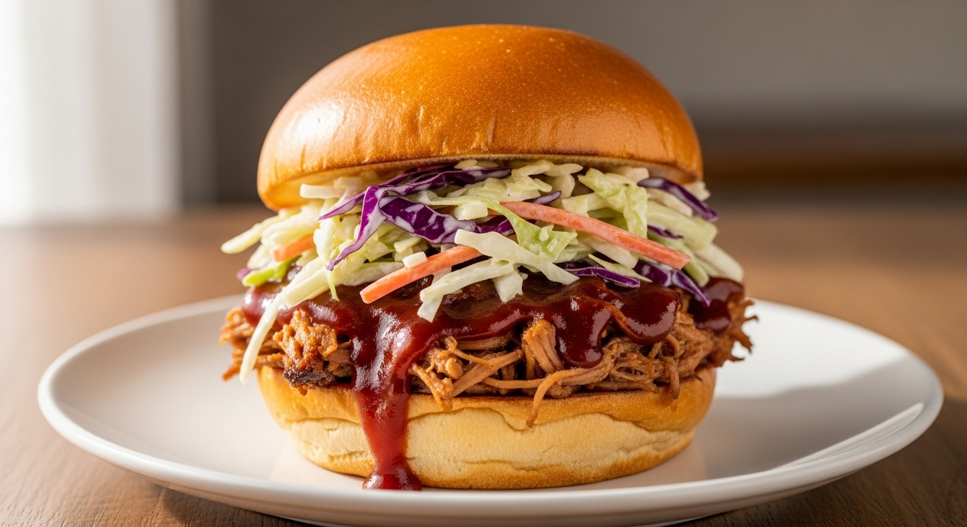 A close-up vertical image of slow cooker beef stew in a white ceramic bowl. The stew includes tender chunks of beef, carrots, potatoes and celery in a rich brown broth, garnished with parsley. This one-pot, low-odor comfort meal is part of Realtor Adam Martin’s home-selling dinner strategy for busy families in Xenia, Ohio.