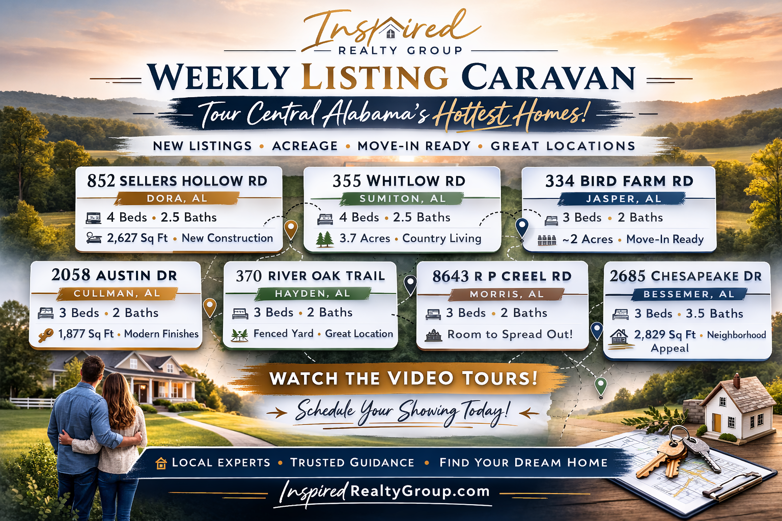 🏡 Inspired Realty Group Weekly Listing Caravan — Central Alabama Homes header image.