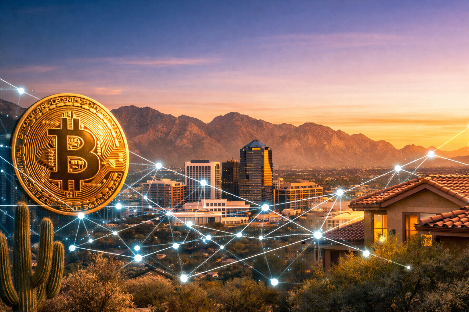 Buying a Home With Bitcoin: How Crypto Real Estate Transactions Can Work in Tucson and Arizona header image.