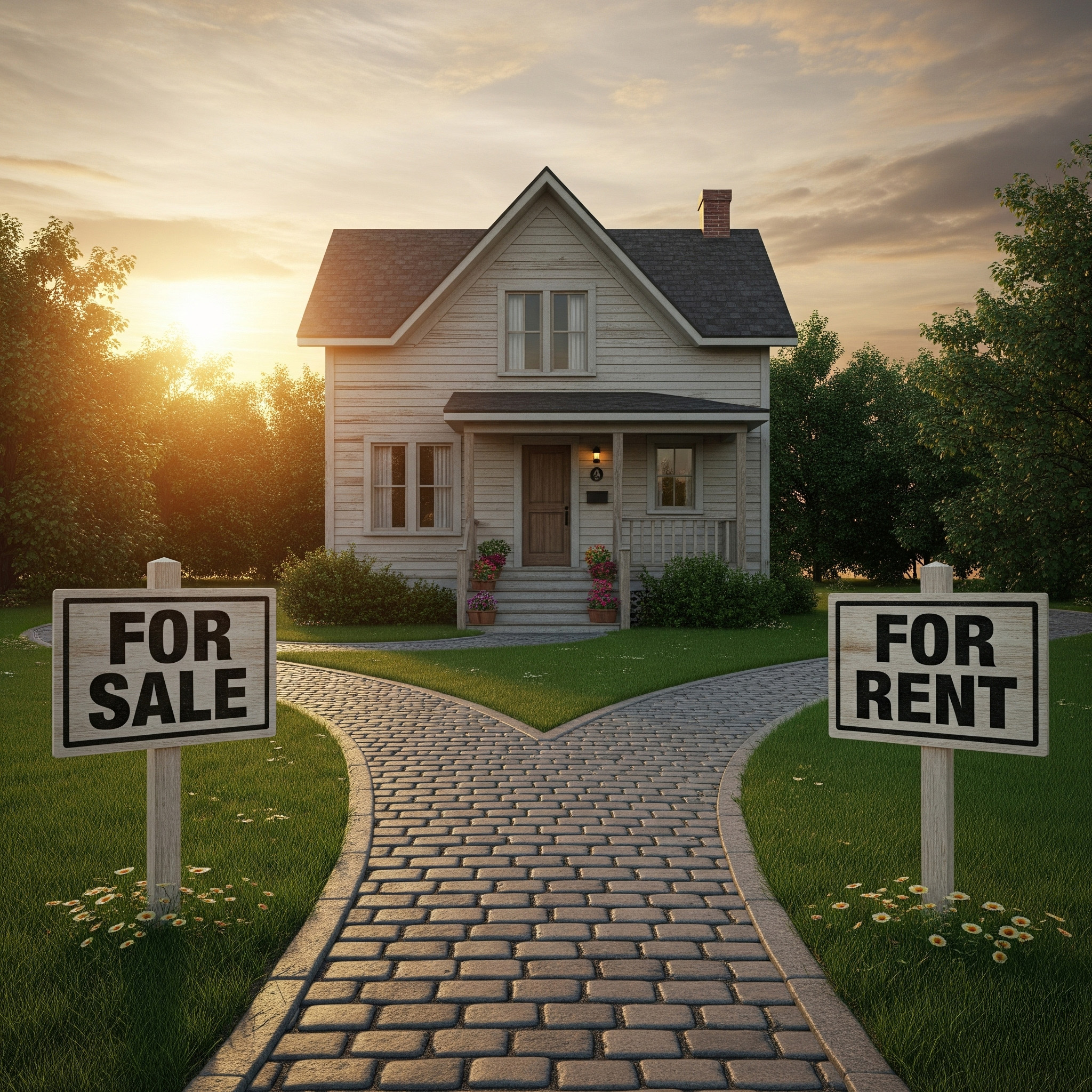 Tucson single-family home with desert landscaping, symbolizing the choice to sell or rent