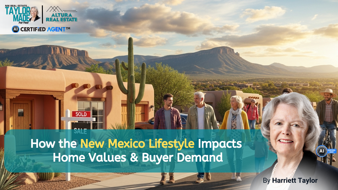 How the New Mexico Lifestyle Impacts Home Values & Buyer Demand | AI-Certified Realtor NM header image.