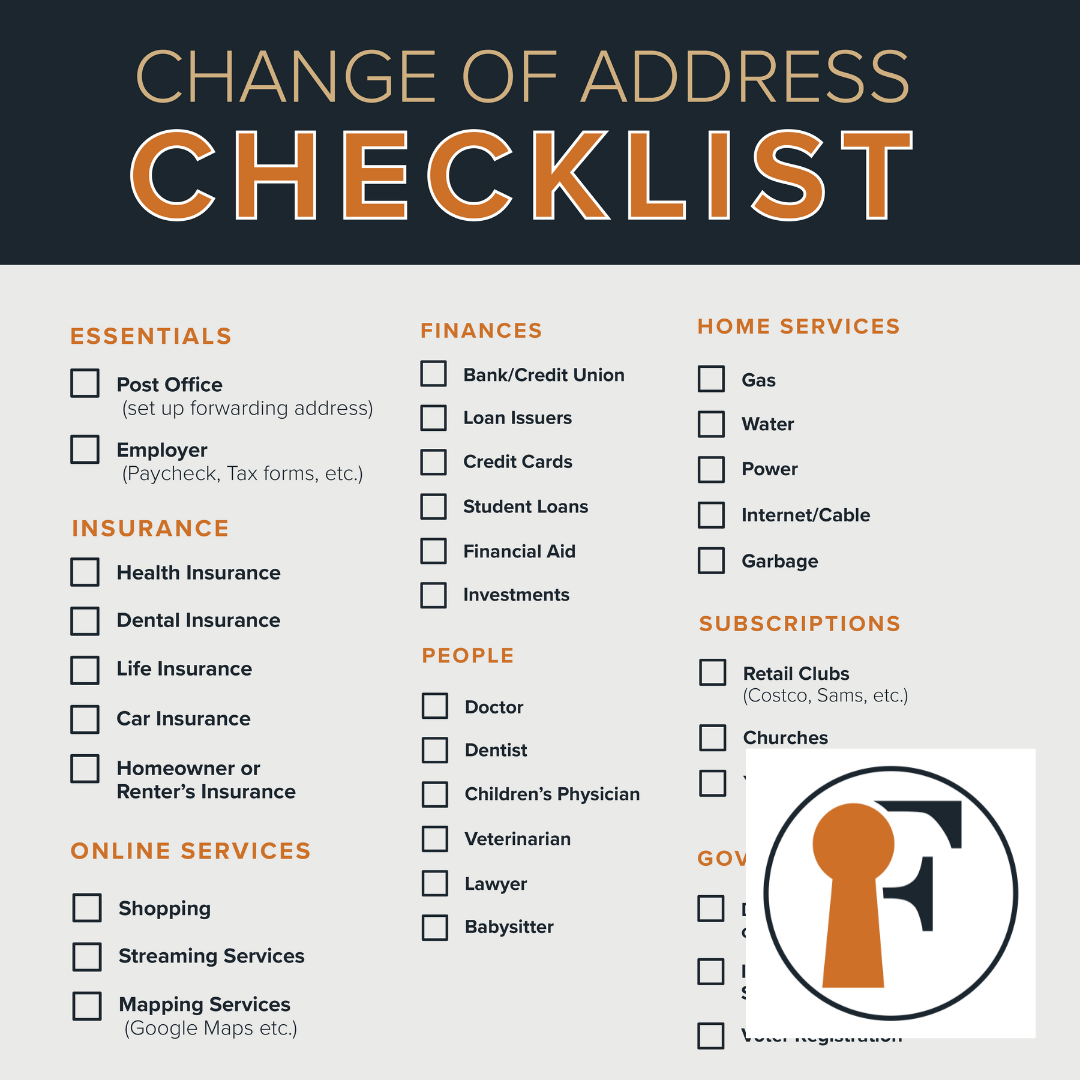 Helpful Change of Address Checklist header image.