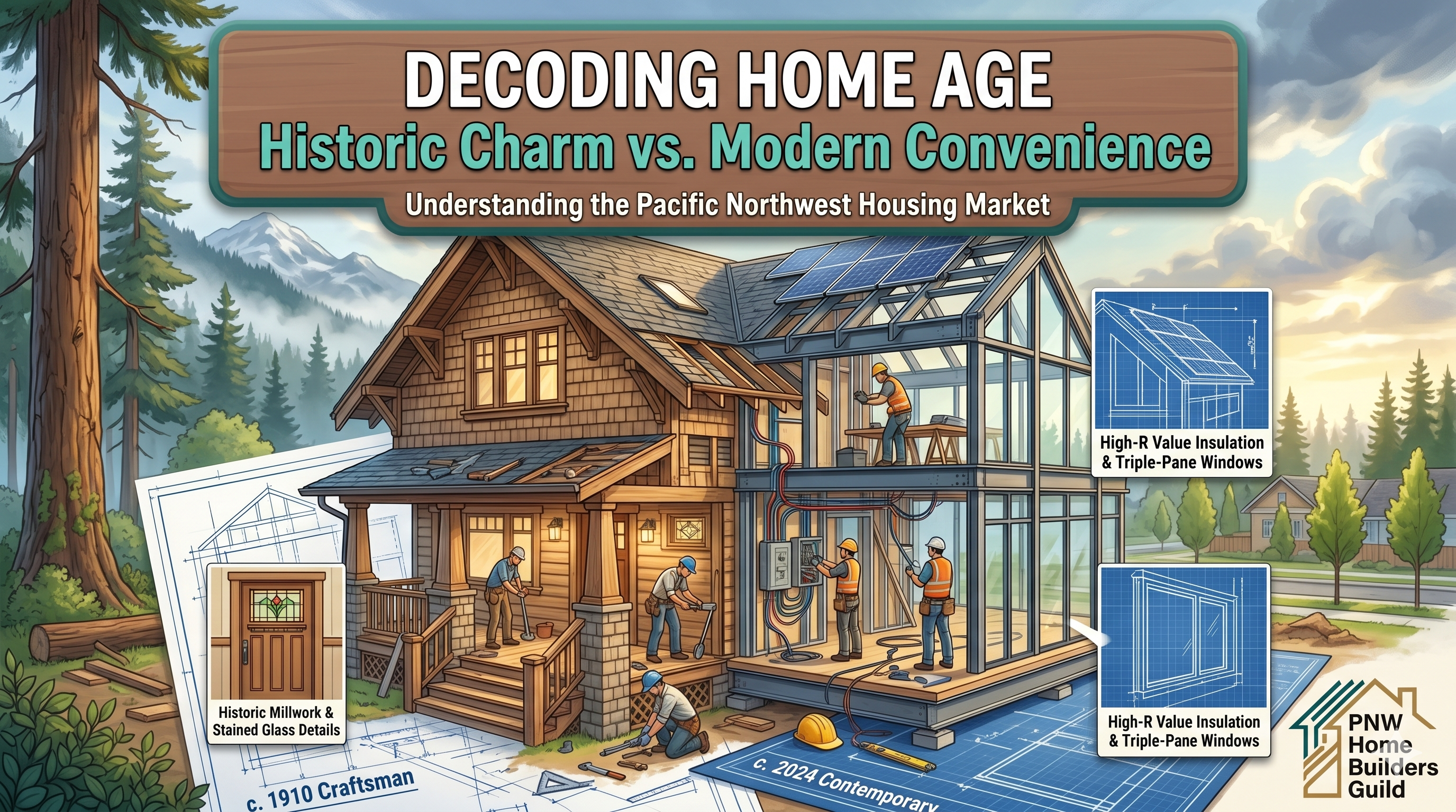Decoding Home Age: Historic Charm vs. Modern Convenience in the PNW header image.