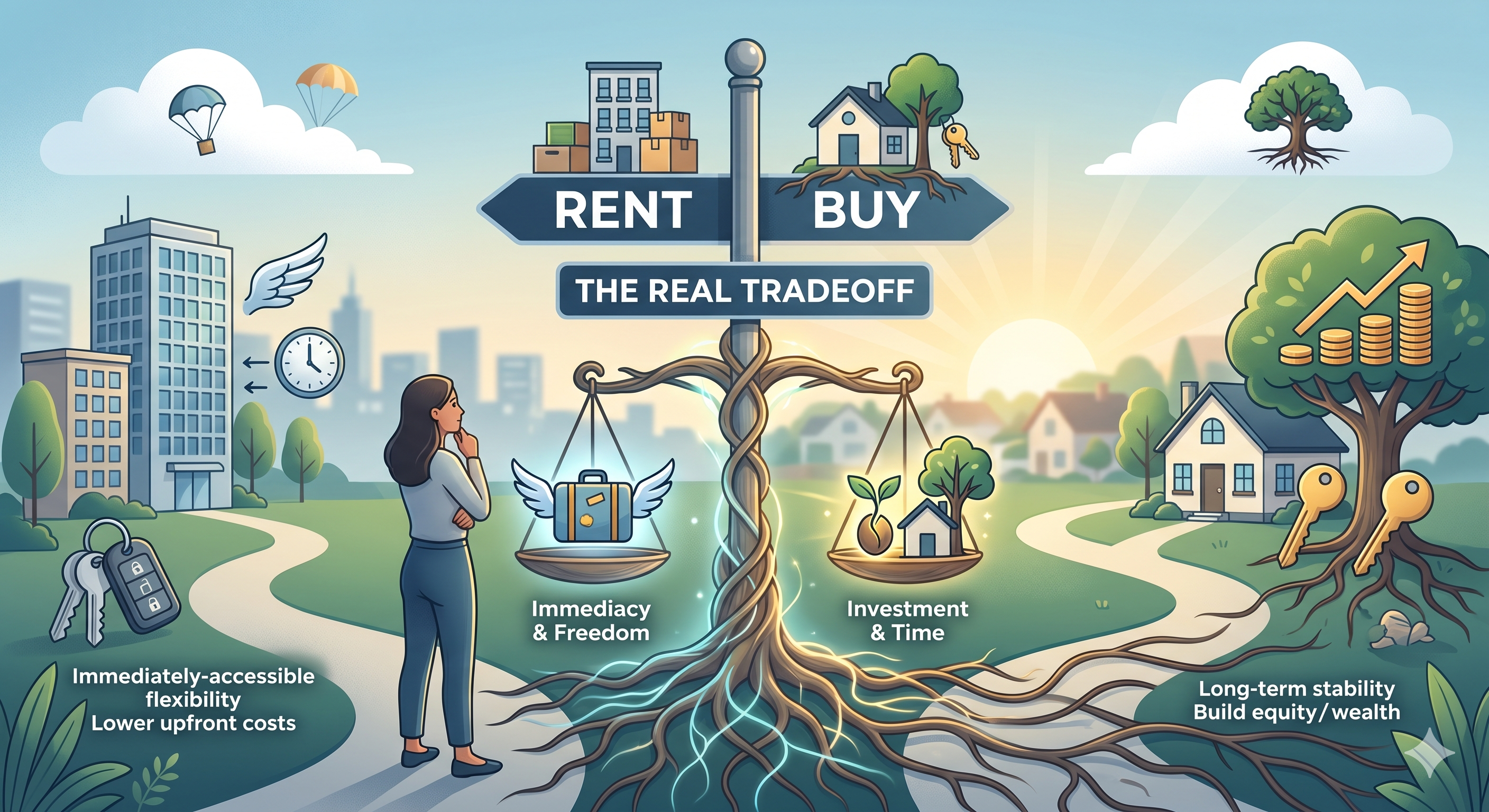 Rent or Buy? The Real Tradeoff Most People Don’t Talk About header image.