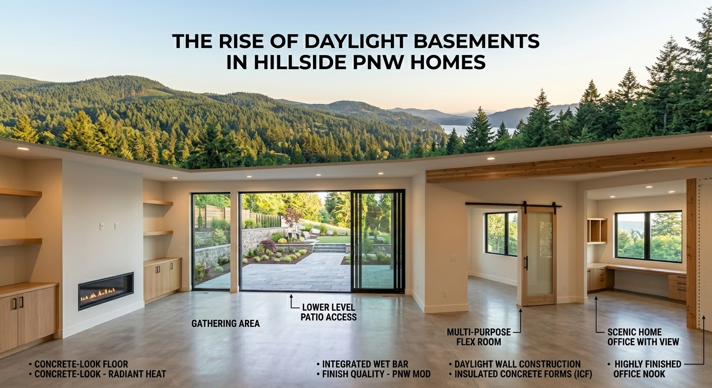 The Rise of Daylight Basements in Hillside PNW Homes header image.