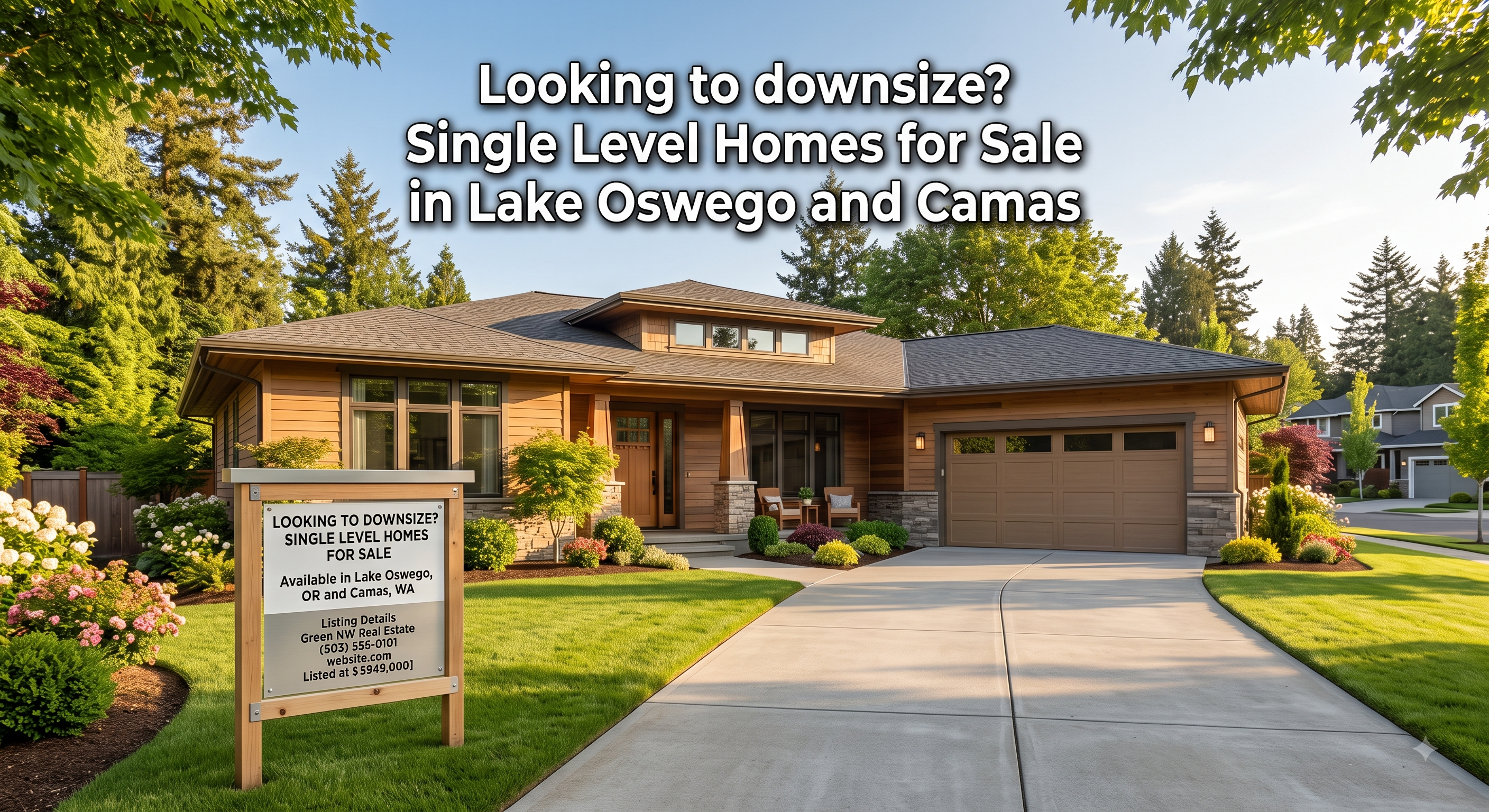 Single Level Homes for Sale in Lake Oswego and Camas header image.