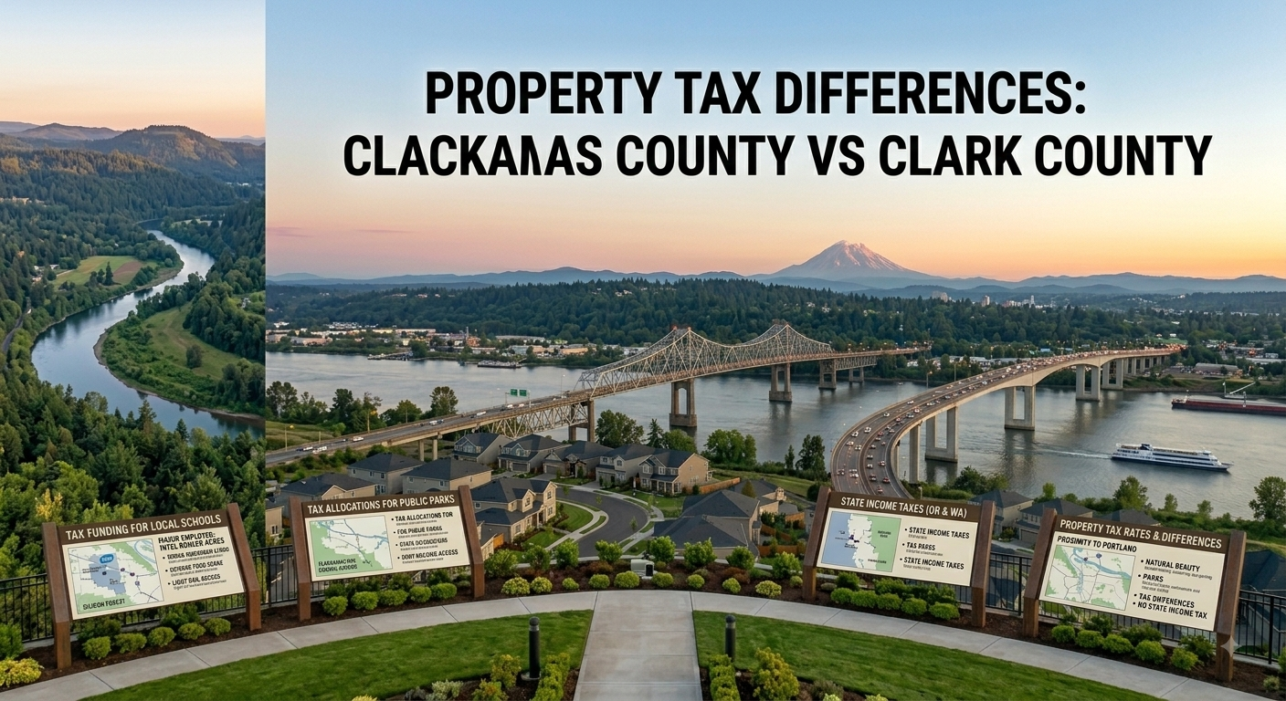 Property Tax Differences: Clackamas County vs Clark County header image.
