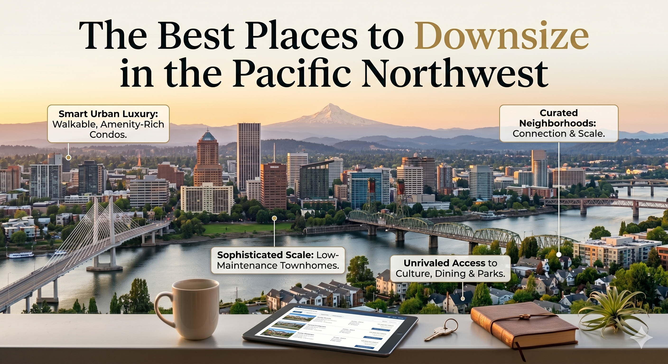 The Best Places to Downsize in the Pacific Northwest header image.