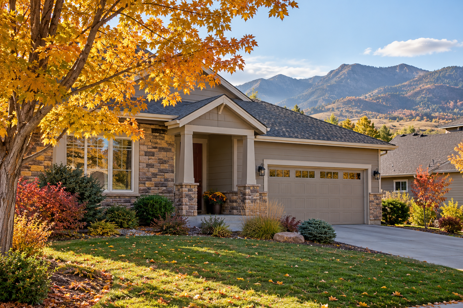 Illustrative photo of a welcoming Colorado-style home on an autumn day