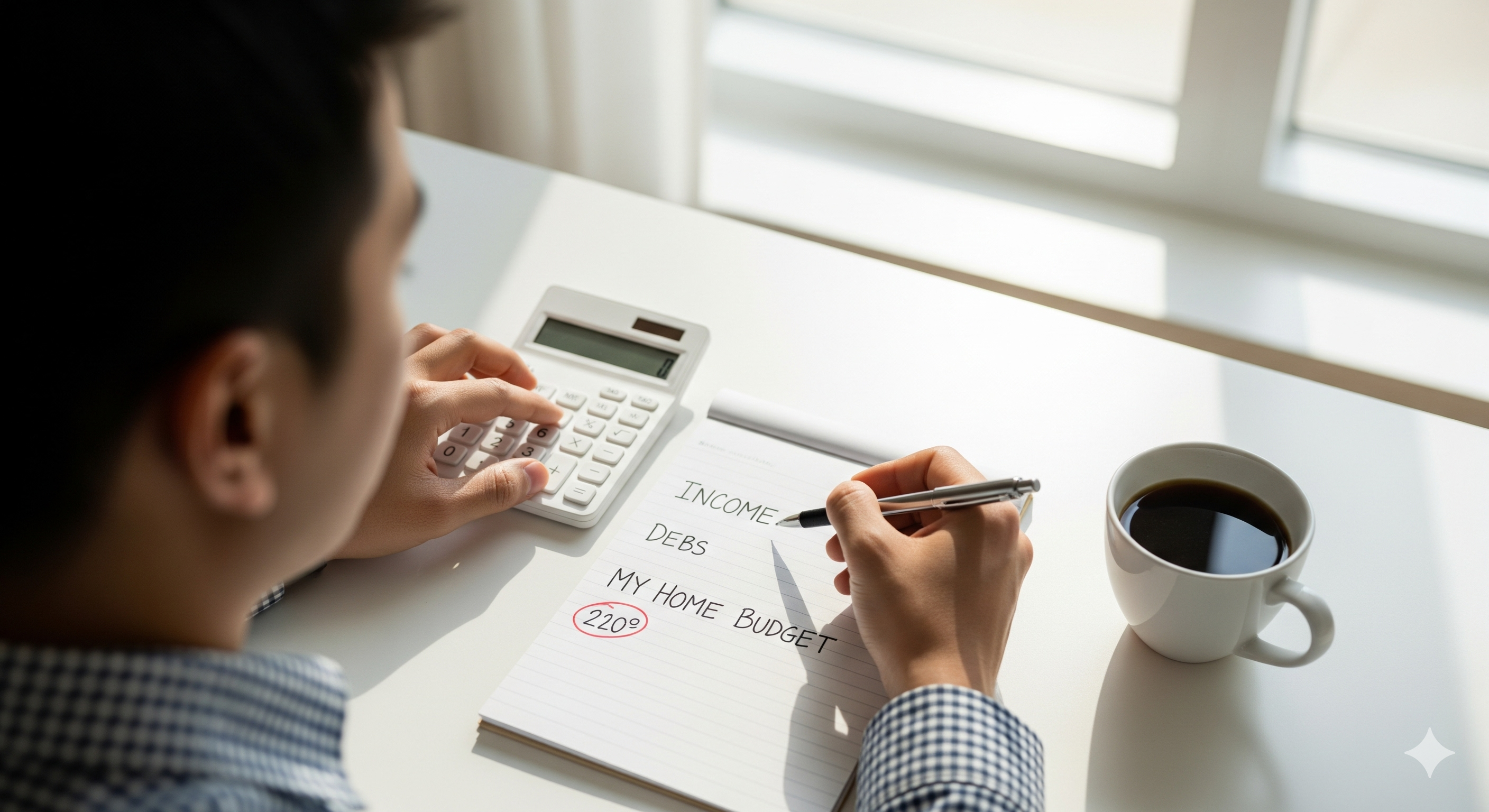 A person calculating their home-buying budget at a kitchen table, a simple guide to affordability in the Hudson Valley.
