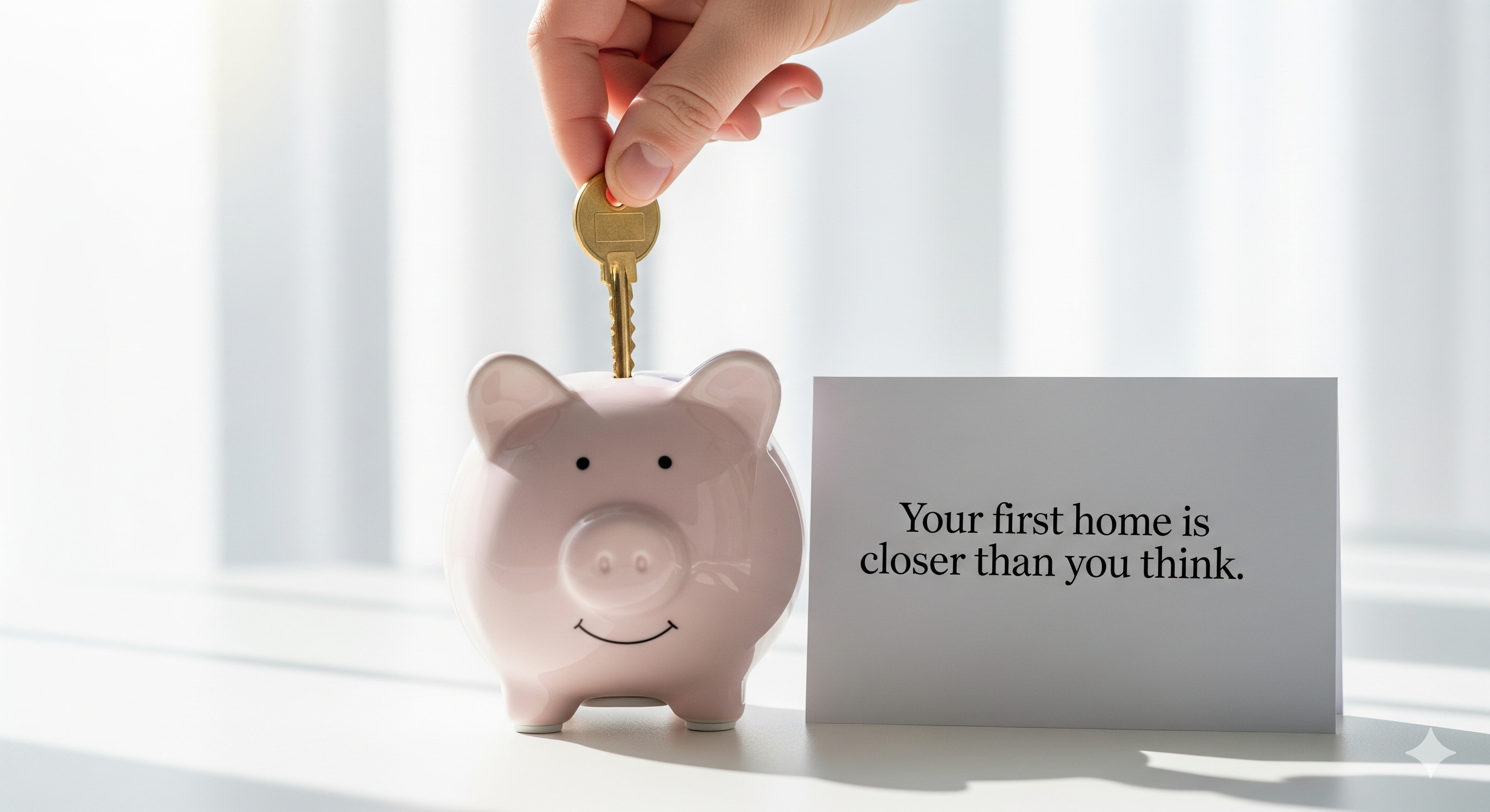 An encouraging image for Hudson Valley home buyers, showing a house key being dropped into a small piggy bank, representing an achievable down payment