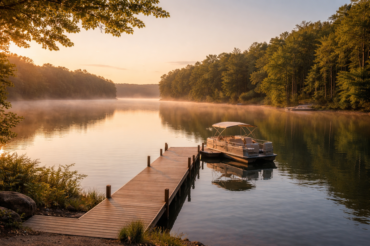 Candlewood Lake Ohio private gated community with calm water and wooded shoreline near Columbus