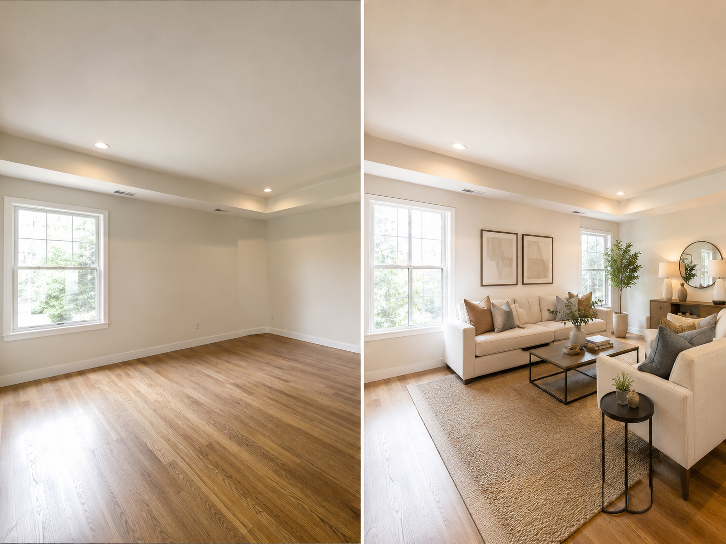Beautifully staged living room in a Dublin, Ohio home prepared for sale by The Lori Lynn Group at Keller Williams Consultants Realty, showcasing expert real estate marketing and interior design.