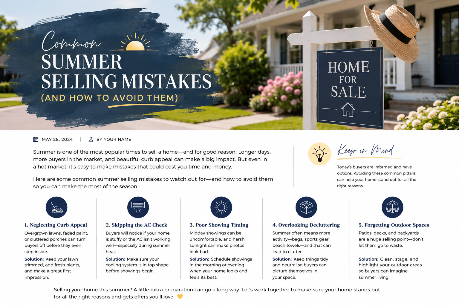 7 Common Home Selling Mistakes to Avoid This Summer header image.