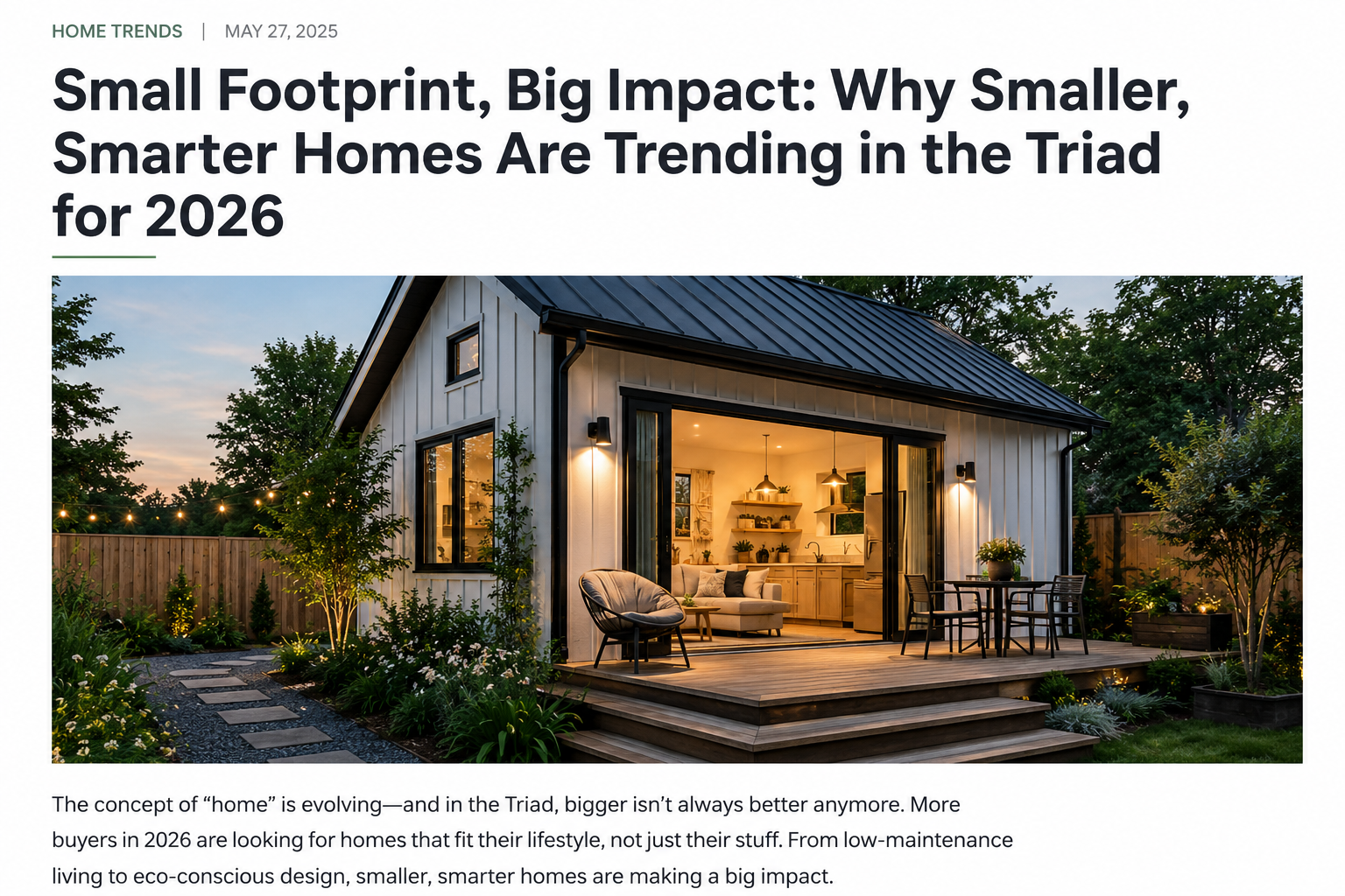 Why More Triad Homeowners Are Choosing Smaller, Smarter Homes in 2026 header image.