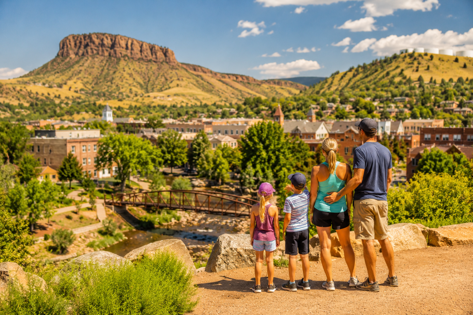 Family overlooking Golden, CO and Table Mountain