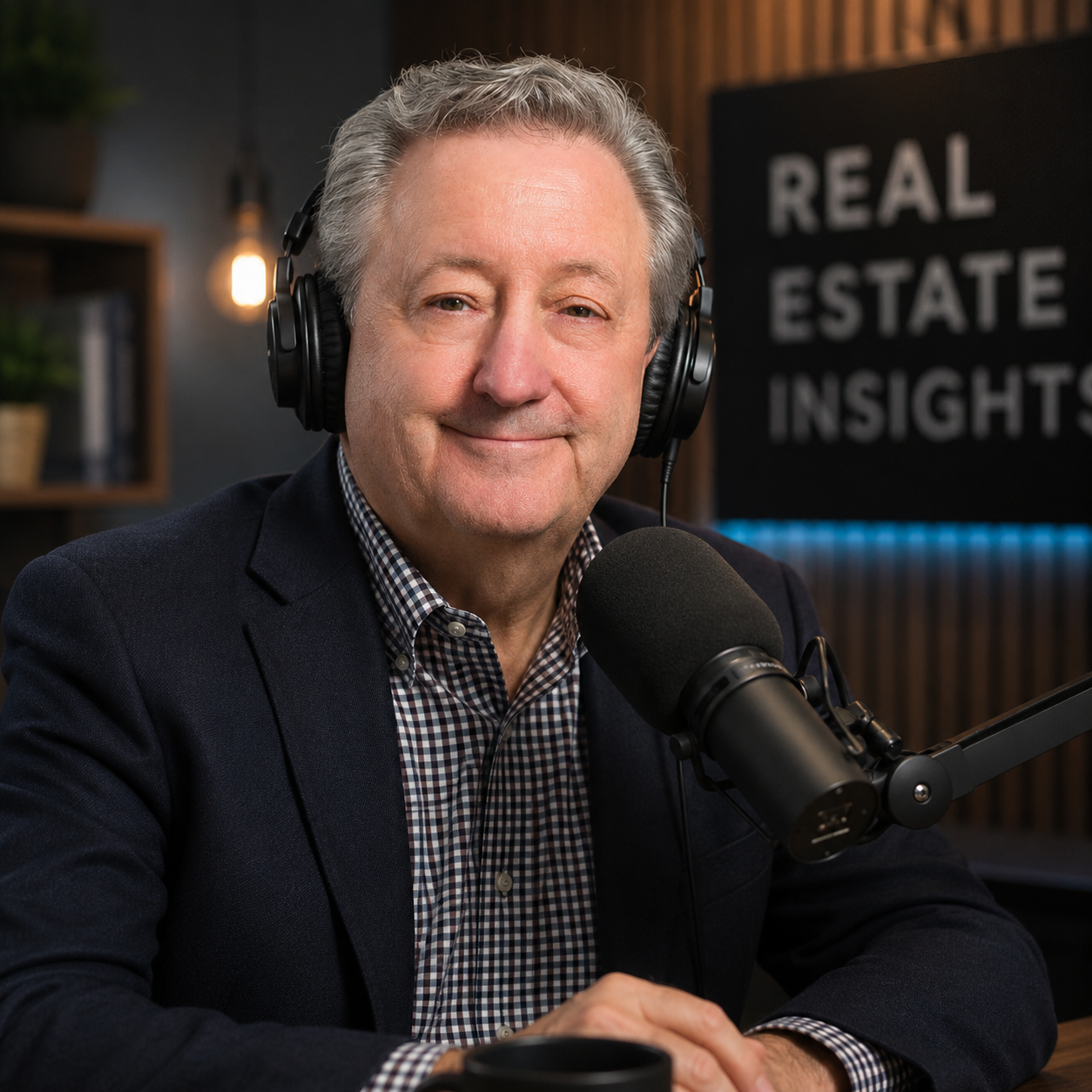 Kevin Wachter with headphones on talking into a microphone
