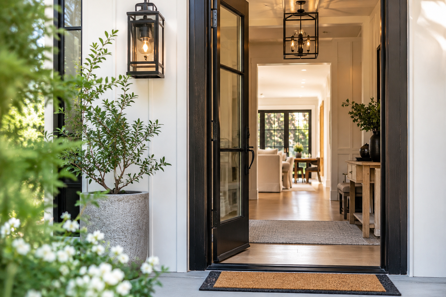 Open door to a welcoming home