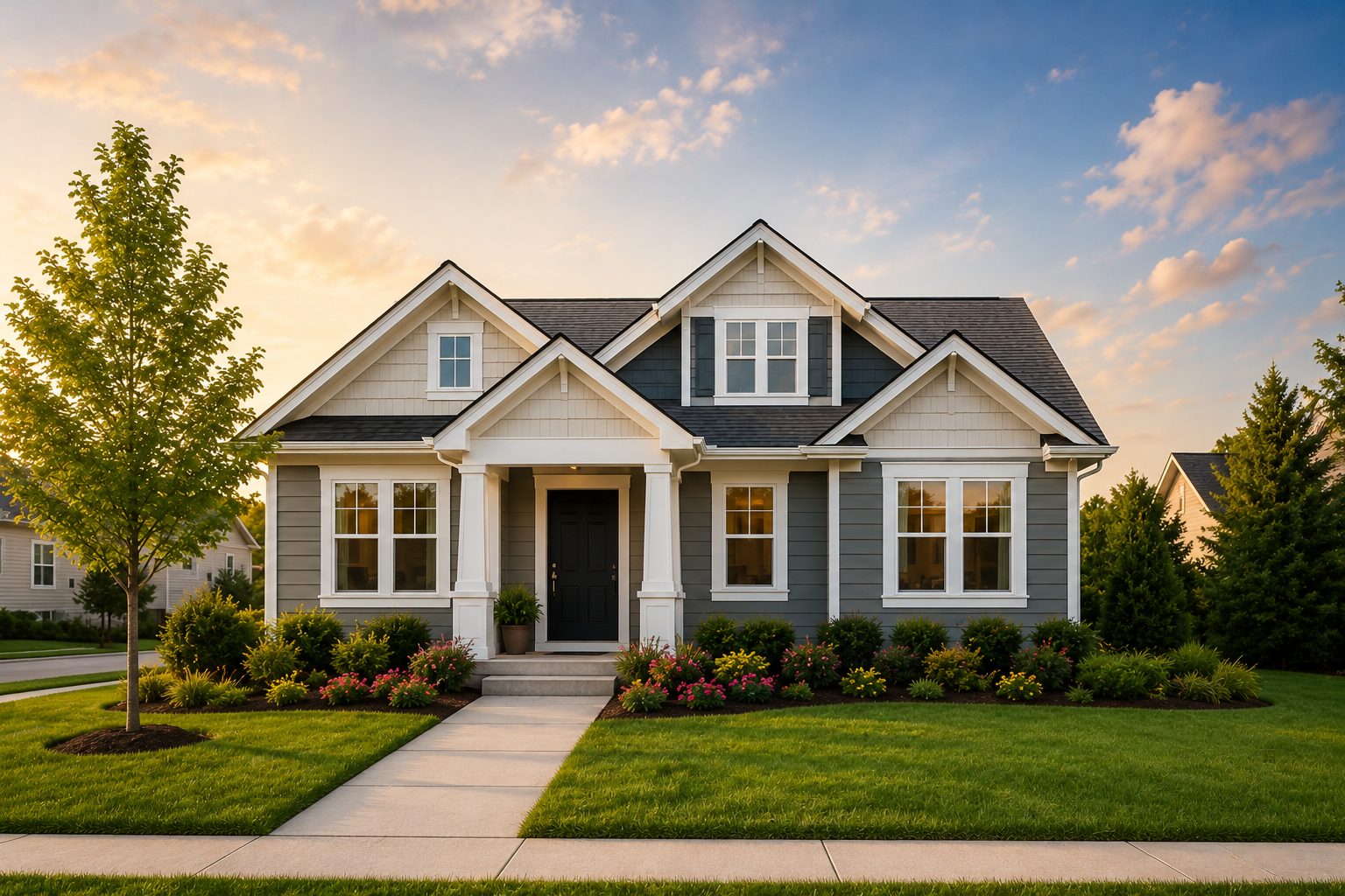 Charming home at sunset