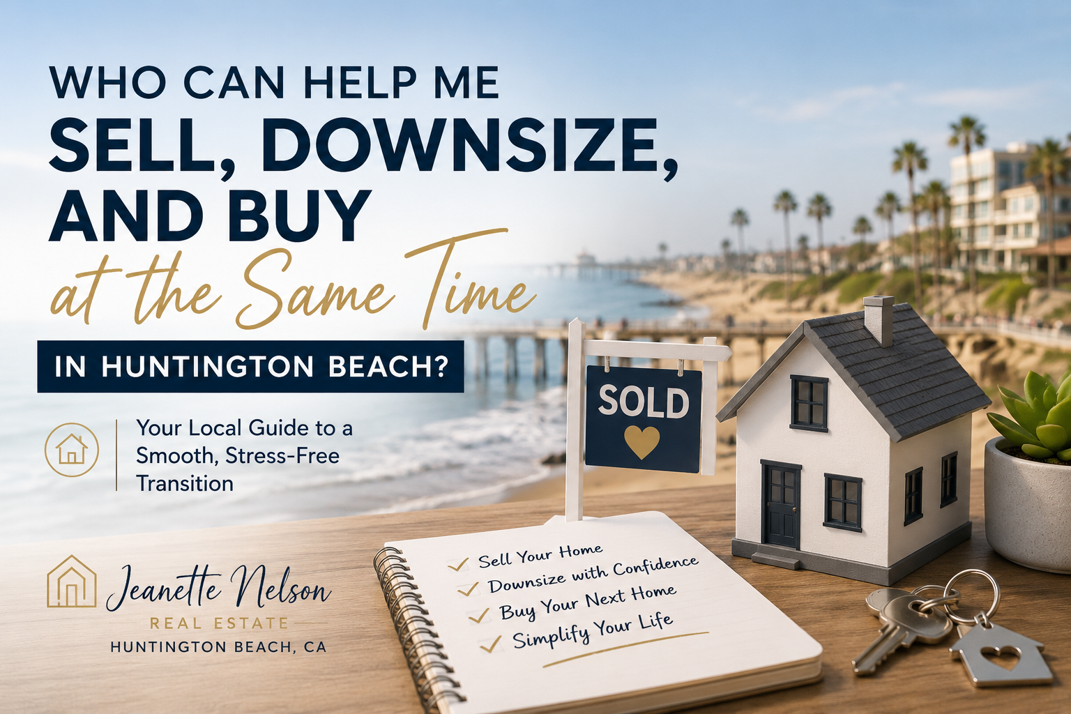 Who Can Help Me Sell, Downsize, and Buy at the Same Time in Huntington Beach, California? header image.