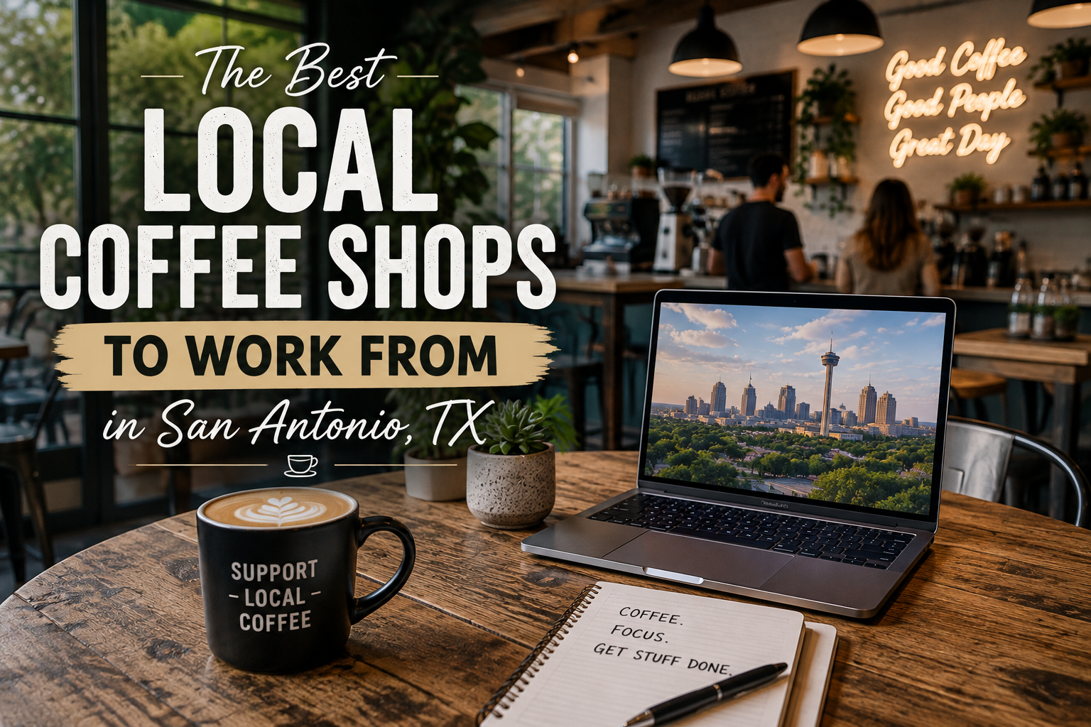 Best Local Coffee Shops to Work From in San Antonio, TX header image.