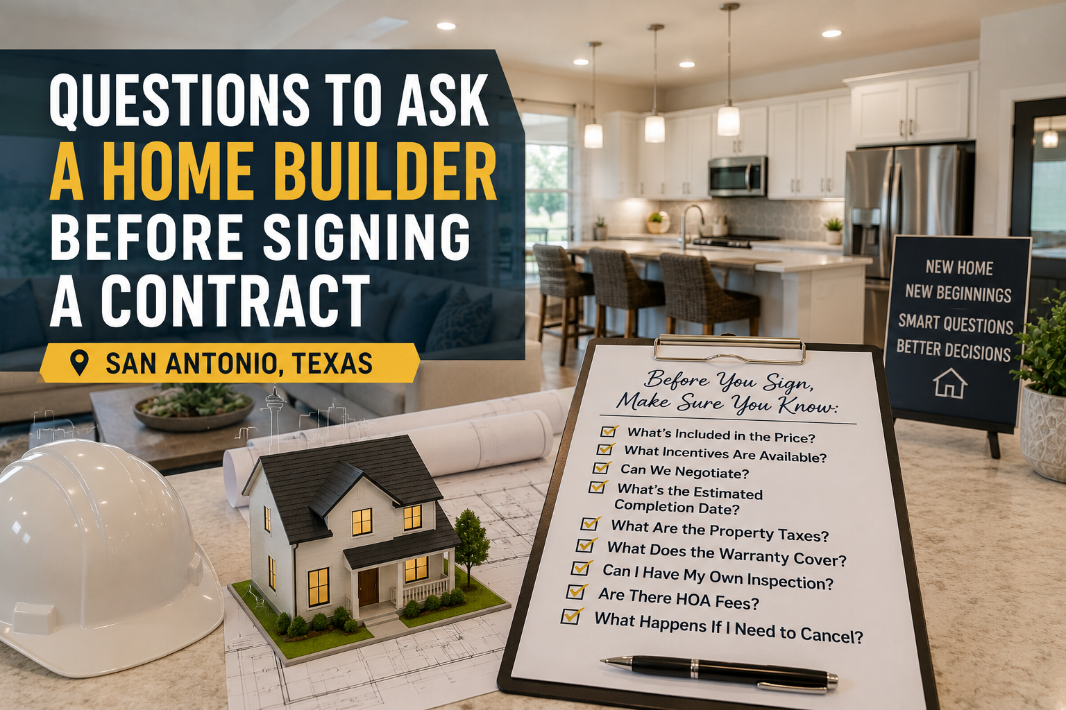 Questions to Ask a Home Builder Before Signing a Contract in San Antonio, TX header image.