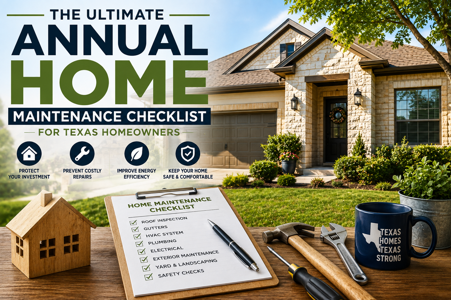 The Ultimate Annual Home Maintenance Checklist for Texas Homeowners header image.
