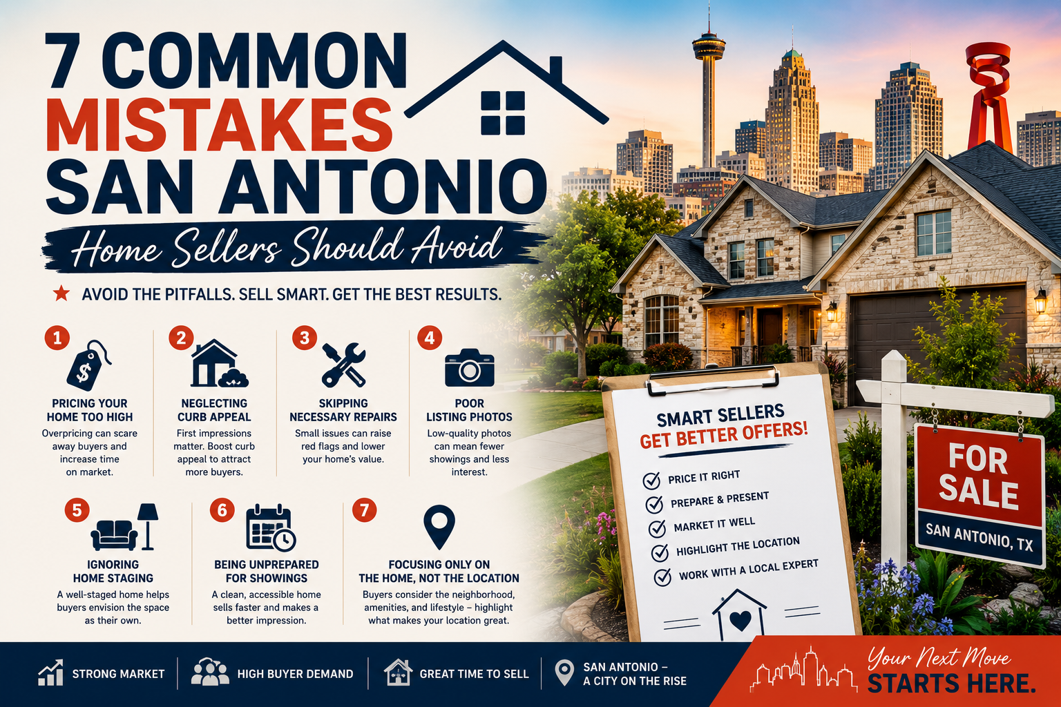7 Common Mistakes San Antonio Home Sellers Should Avoid header image.
