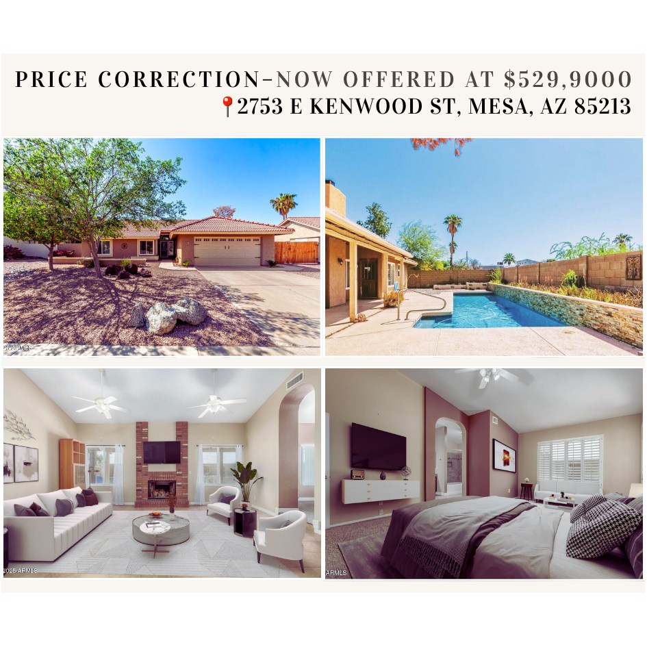 Price Correction 2753 E Kenwood St Mesa, AZ 85213 header image.