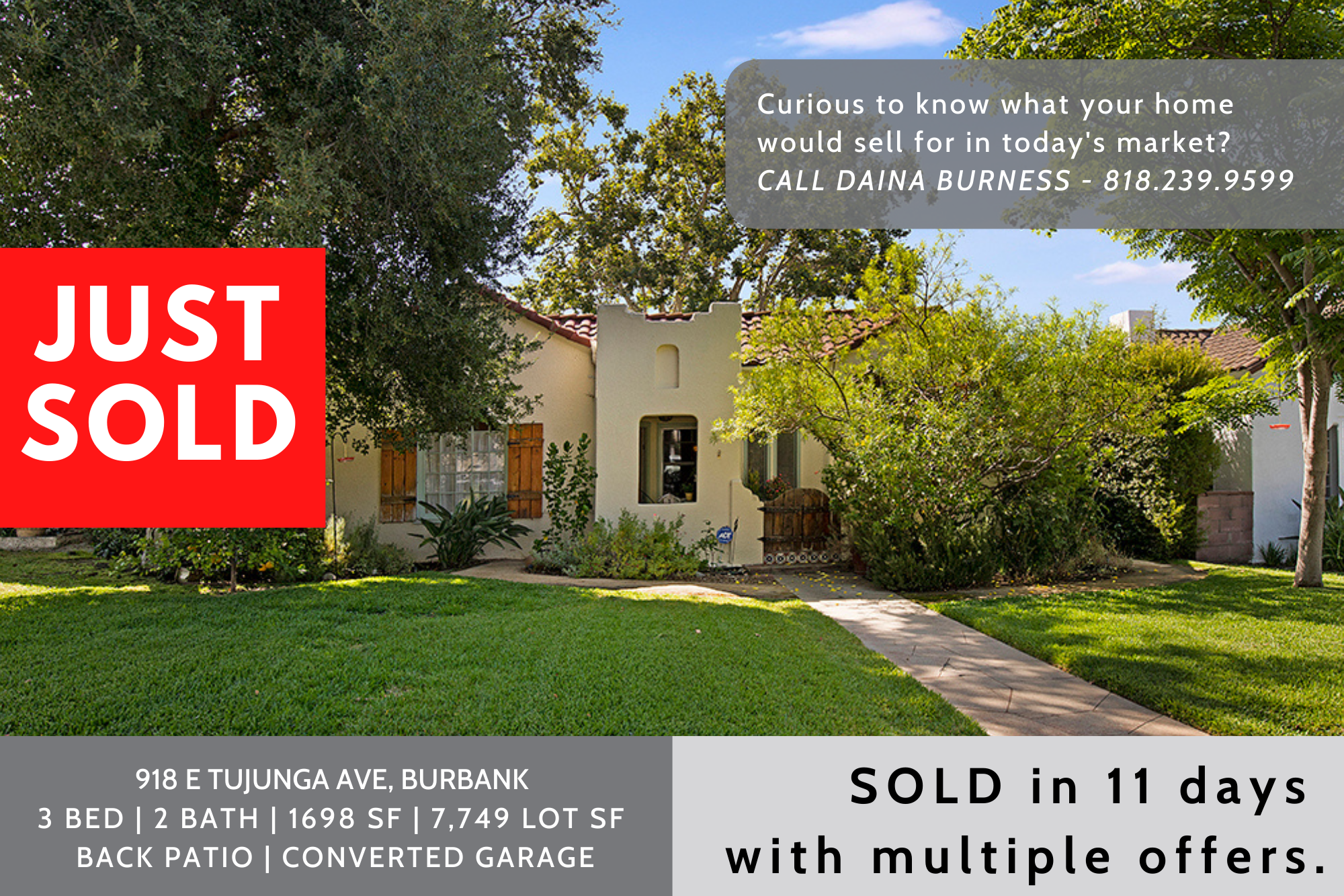 Just Sold in Burbank header image.