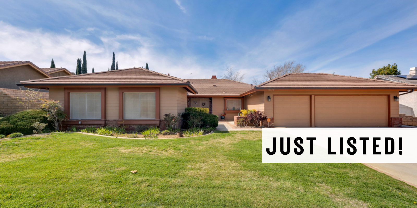 JUST LISTED in Palmdale header image.