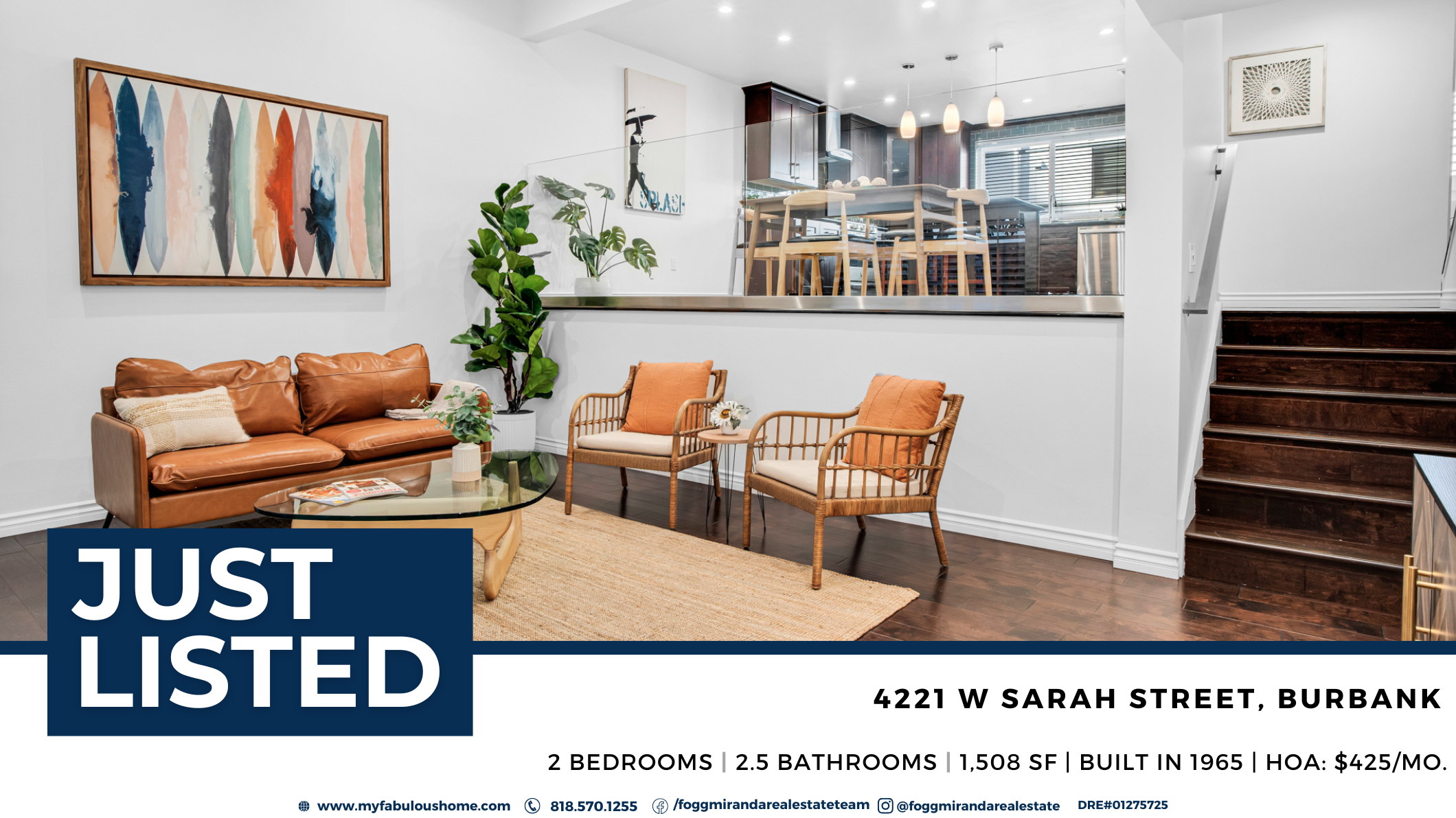 JUST LISTED in Burbank header image.