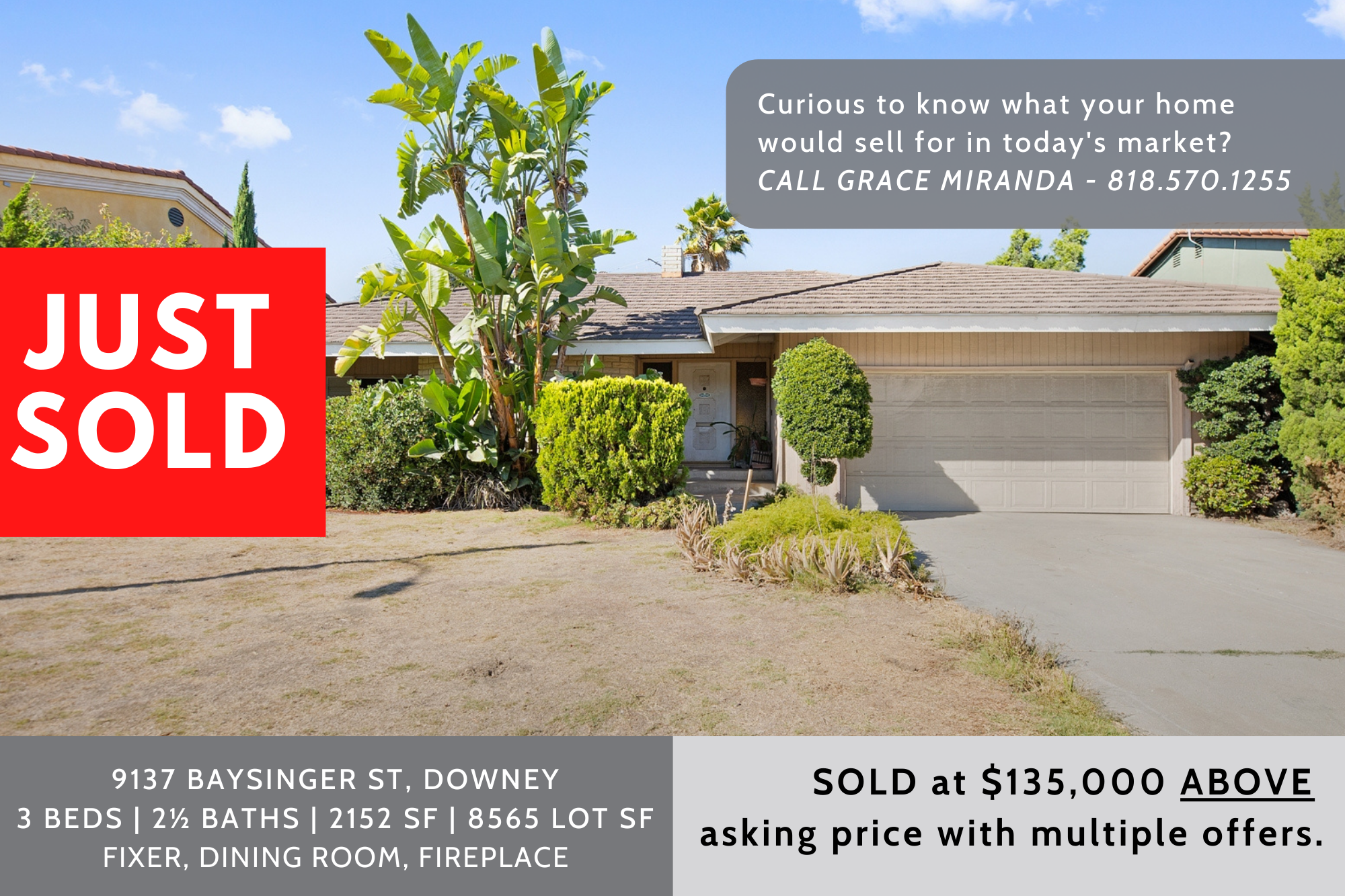 Just Sold in Downey header image.