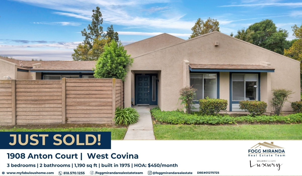 JUST SOLD in West Covina header image.