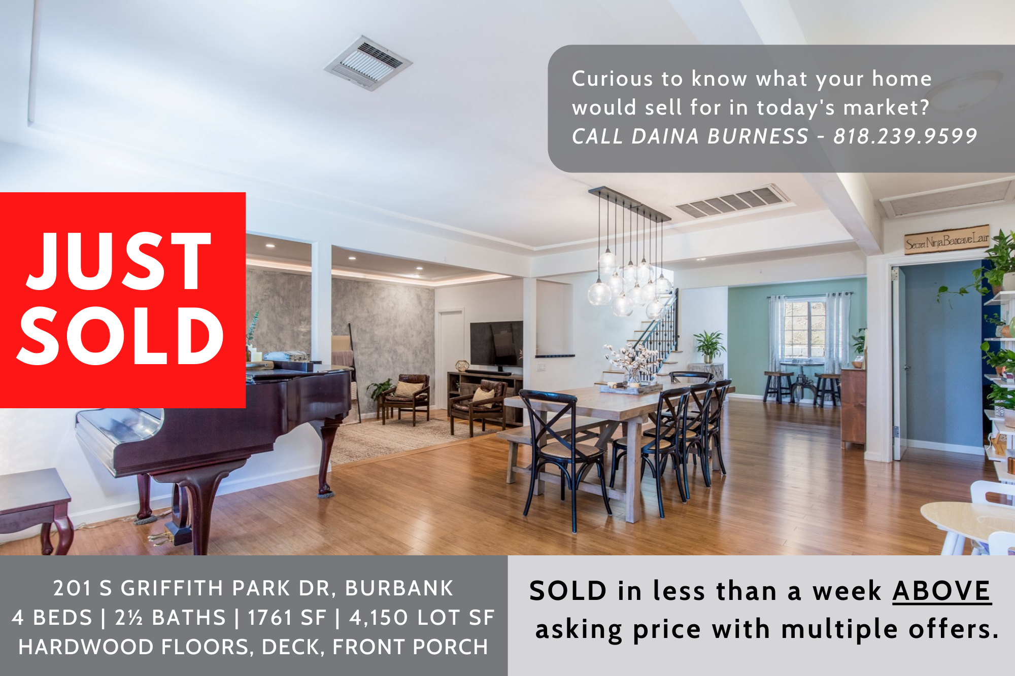 Just Sold - 201 S Griffith Park Dr, Burbank header image.
