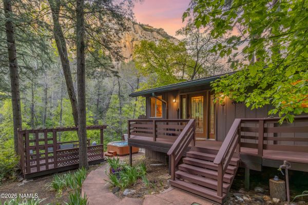 Luxury creekfront home for sale in Oak Creek Canyon Sedona AZ with red rock views and private creek access