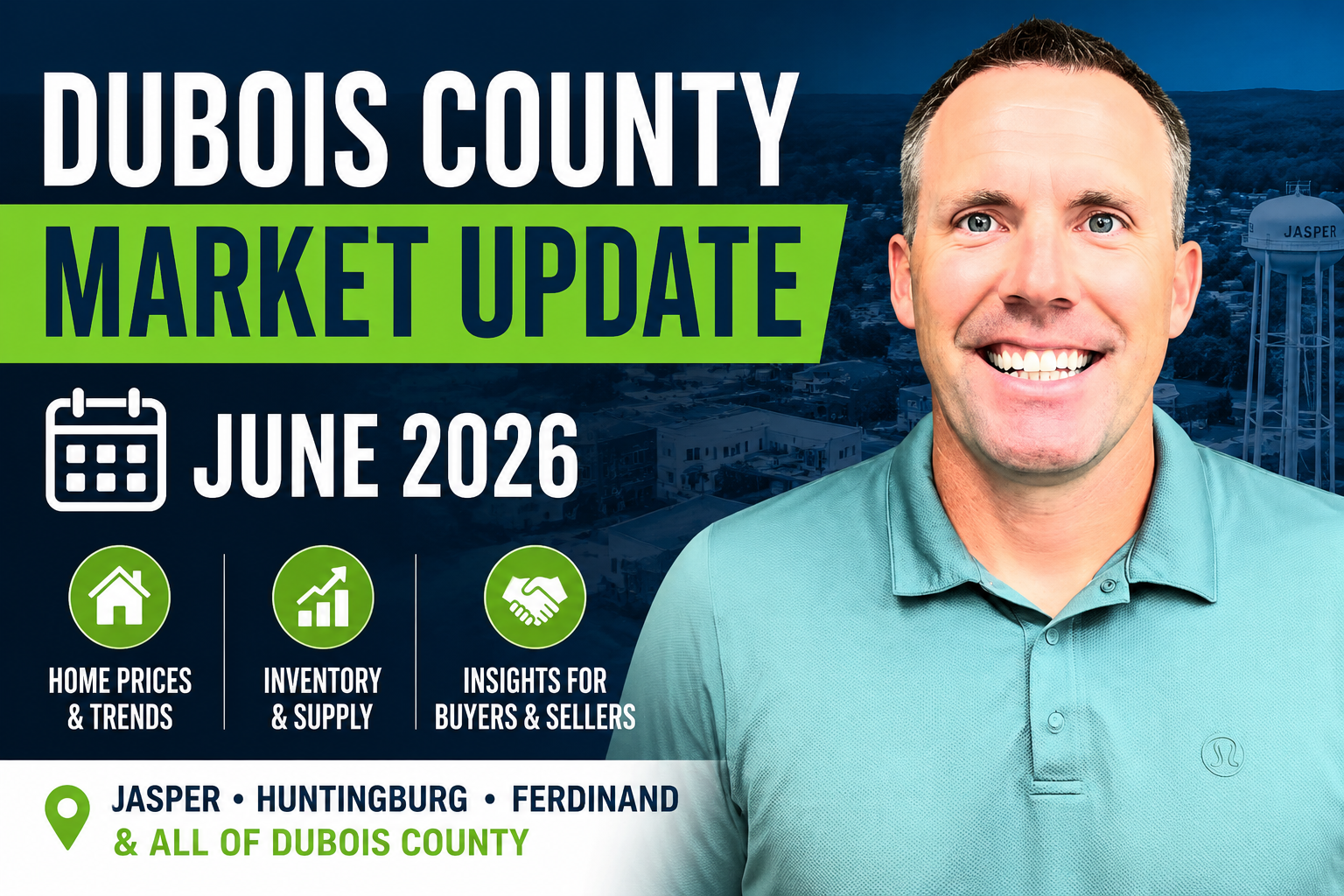 Dubois County Indiana Real Estate Market Update (Jasper, Huntingburg, Ferdinand) June 2026 header image.