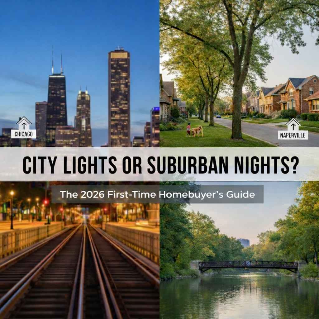 City Lights or Suburban Nights? The 2026 First-Time Homebuyer’s Guide to Chicago and Naperville header image.