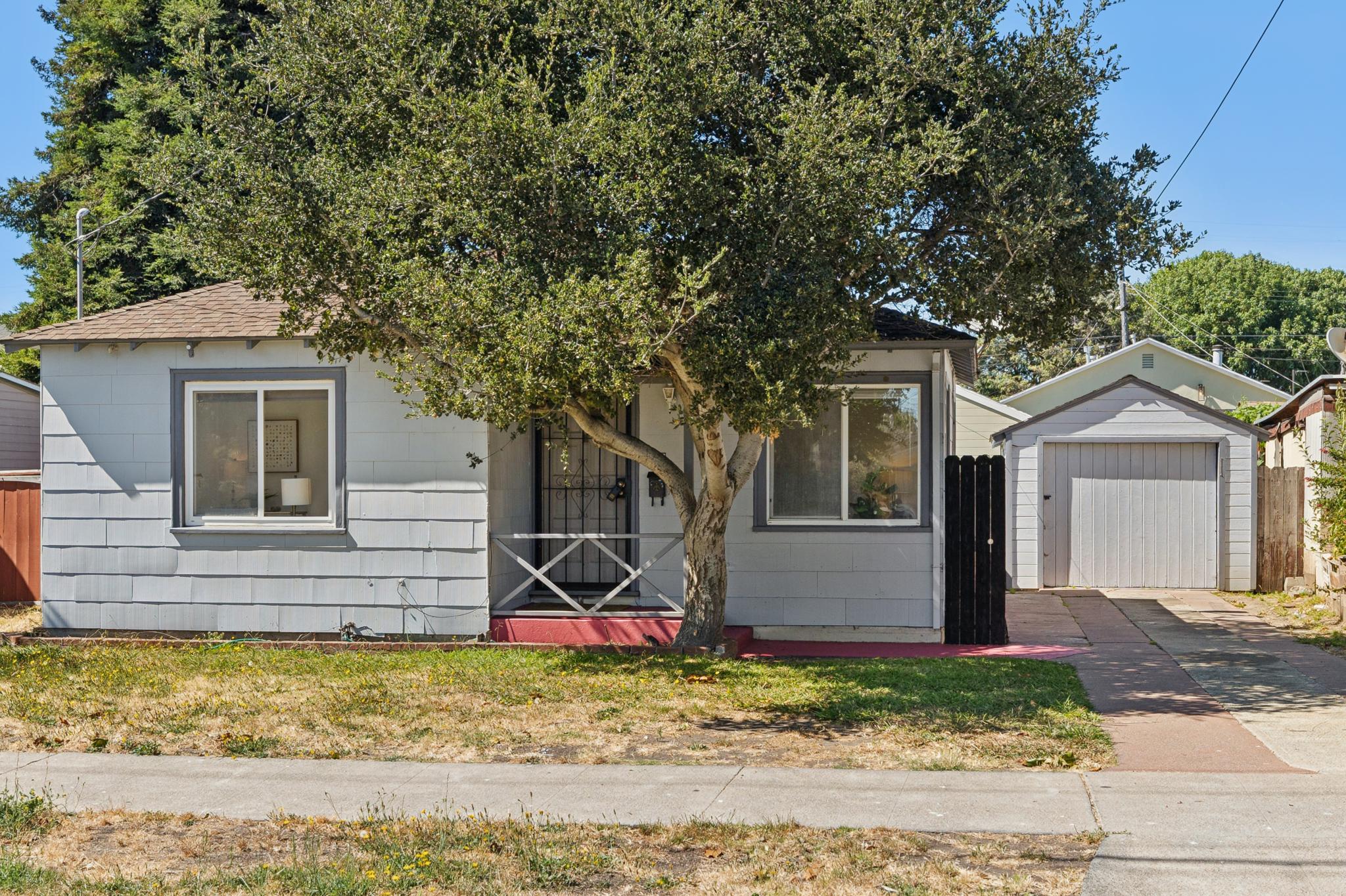 Front exterior and detached garage at 3417 Maricopa Ave in North and East, Richmond, CA