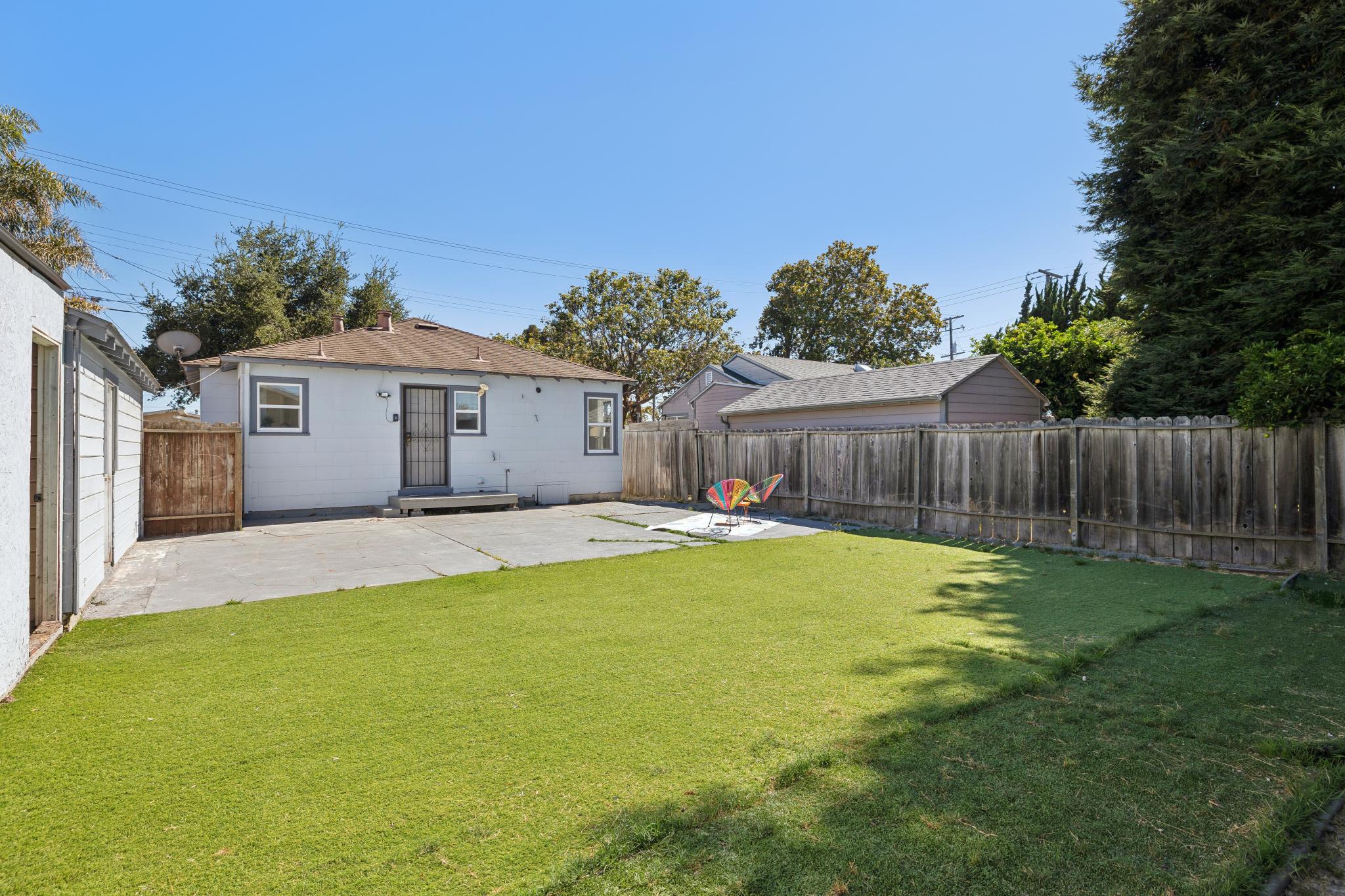 Wide fenced backyard at 3417 Maricopa Ave in Richmond, CA