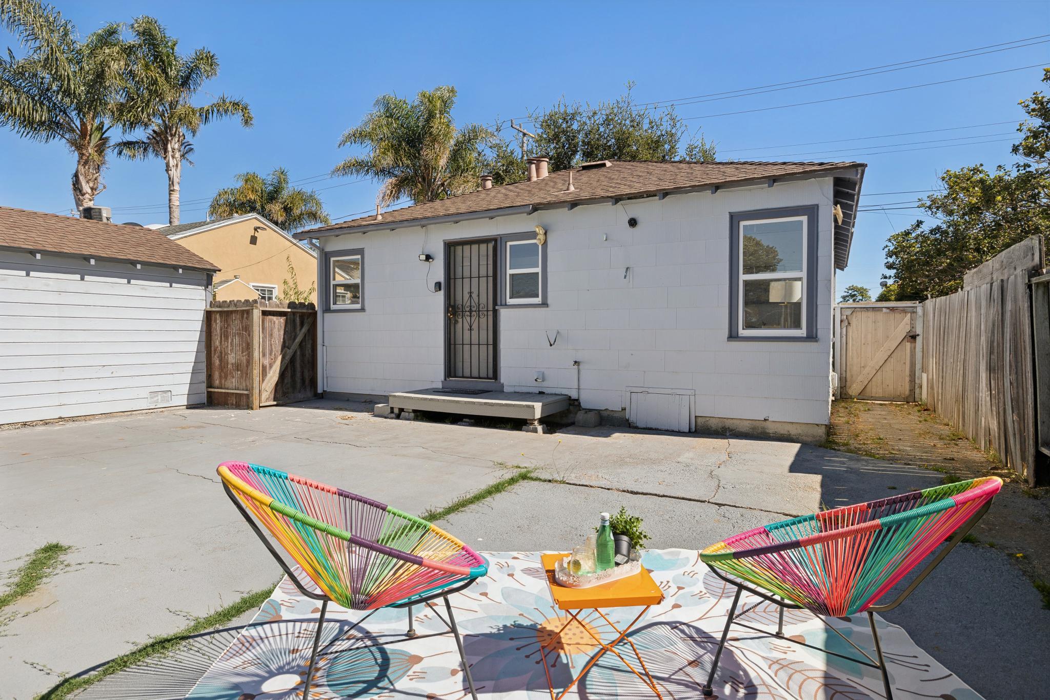 Rear exterior and paved patio at 3417 Maricopa Ave in Richmond, CA