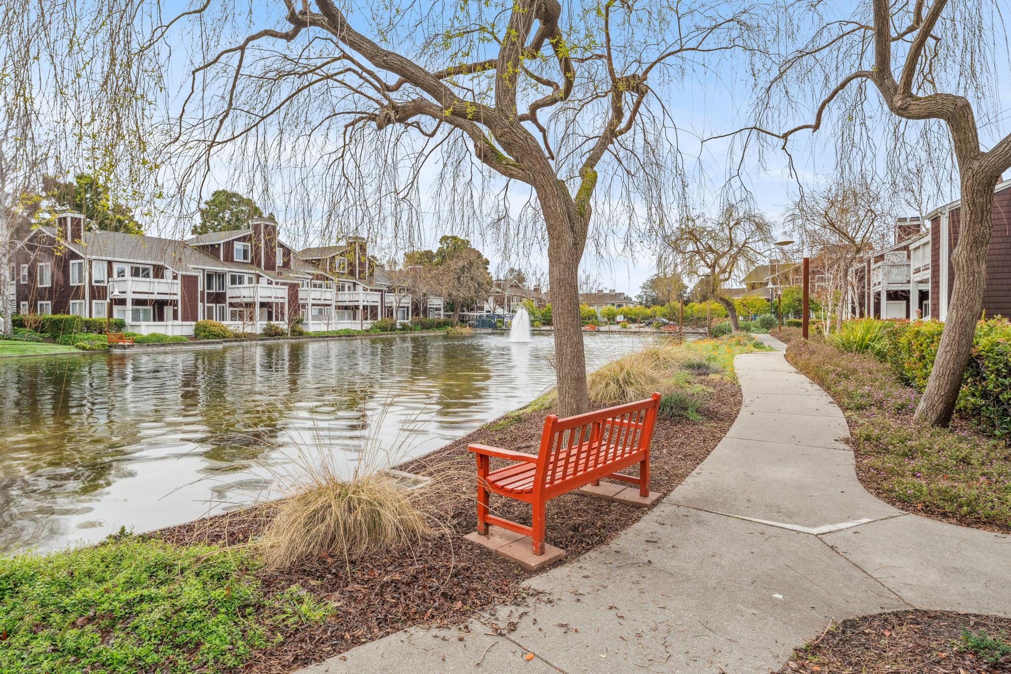 Landscaped lagoon path near 24 Bayside Ct in Marina Bay, Richmond, California