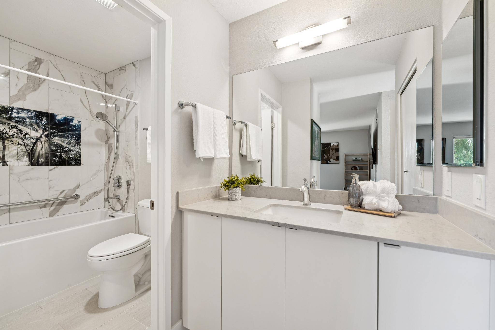 Updated bathroom at 12 Bayside Ct in Marina Bay, Richmond, California