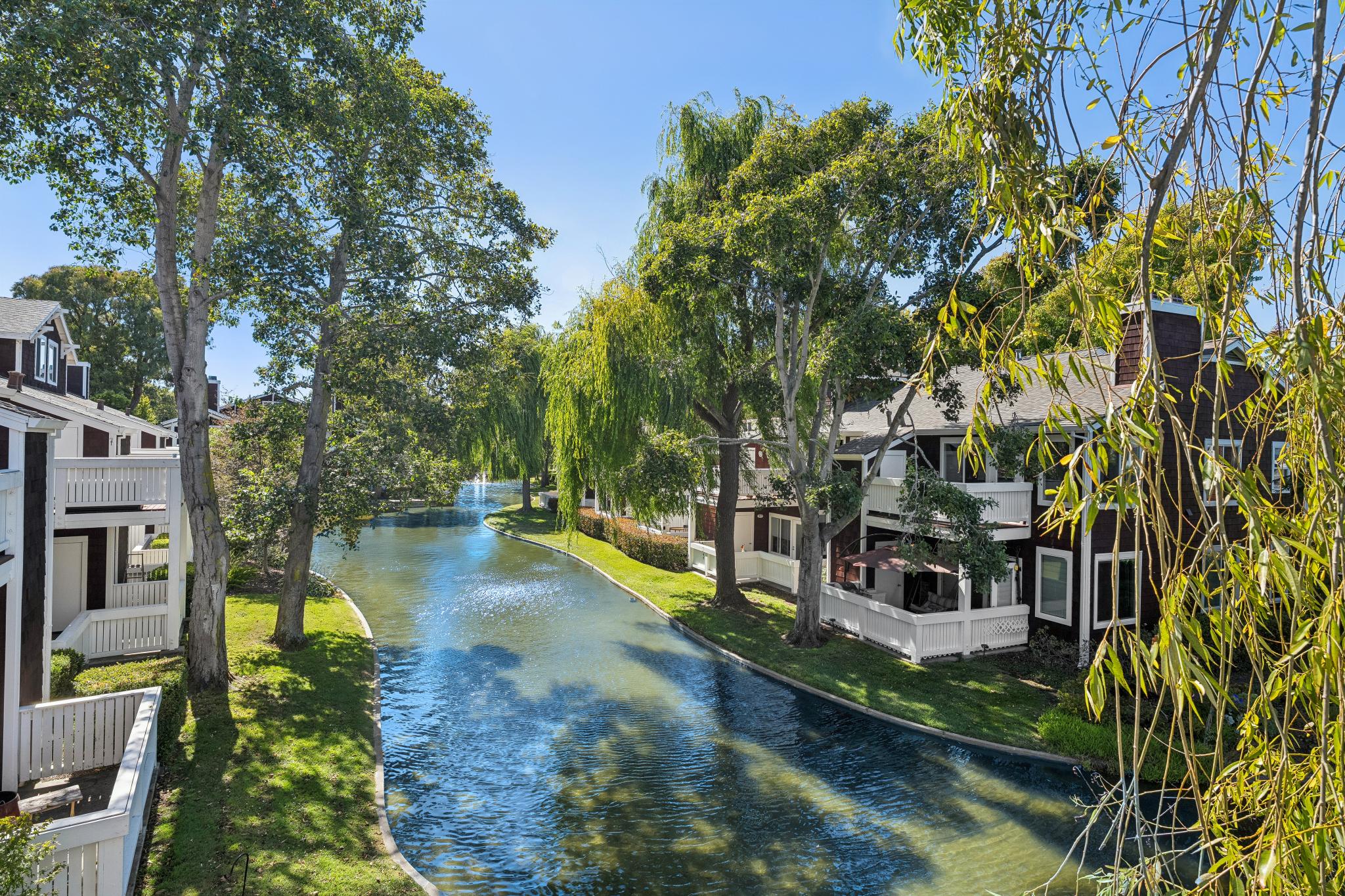 Lagoon and greenbelt view beside 12 Bayside Ct in Marina Bay, Richmond, California