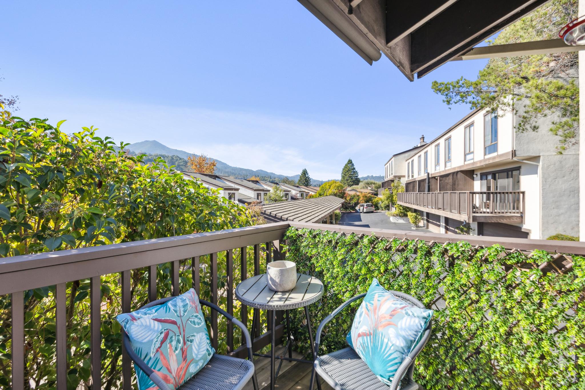 Balcony with Mt. Tam view at 45 Corte Real #1 in Greenbrae