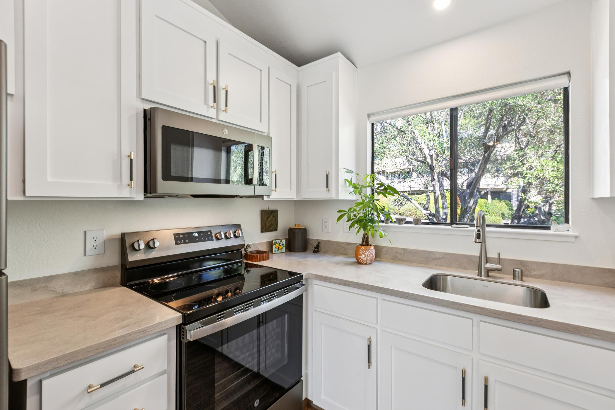 Bright kitchen at 45 Corte Real #1 in Greenbrae