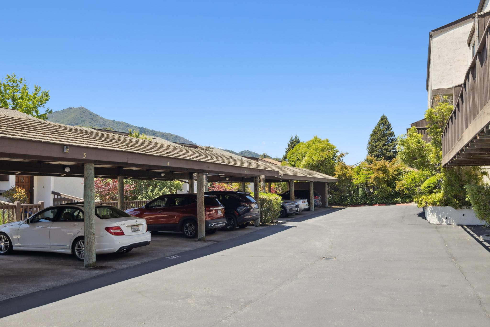 Covered carport parking at 45 Corte Real in Greenbrae
